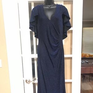 Formal Gown cape sleeve midnight Blue  Sz 14